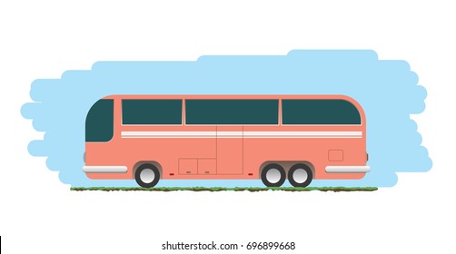 Bus in flat cartoon style. Vector illustration.