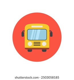 Bus-Flachsymbol auf Kreishintergrund. Zeichen für den öffentlichen Verkehr