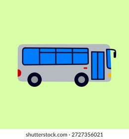 Bus im flachen Illustrationsstil für öffentliche Verkehrsmittel und Stadtreisethemen. Ideal für visuelle Verkehrsmittel, Infografiken, Apps und Unterrichtsmaterialien.