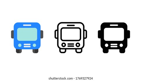 Diseño moderno de iconos de línea y plano de bus