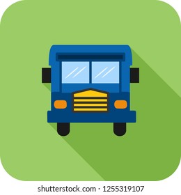 Bus Flat multi color long shadow BG icon.