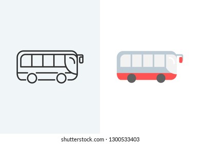 Bus flat and outline style icon