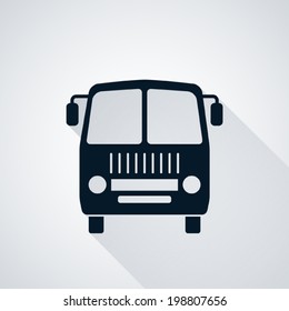 Bus flat vector icon with long shadow