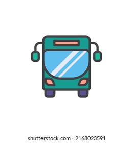 Icono de contorno relleno de la vista del tipo de letra del bus, señal del vector de línea de transporte del bus, pictograma lineal colorido aislado en blanco. Símbolo, ilustración del logotipo. Gráficos vectoriales