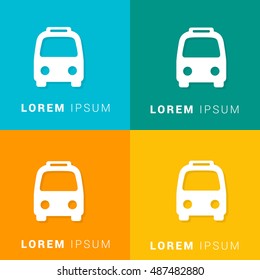 Bus Four Color Material Designed Icon / Logo