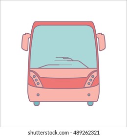 Bus front flat sign symbol icon on background