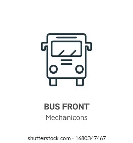 Bus front outline vector icon. Thin line black bus front icon, flat vector simple element illustration from editable mechanicons concept isolated stroke on white background