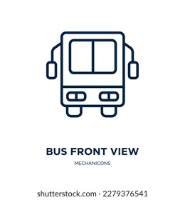bus front view icon from mechanicons collection. Thin linear bus front view, bus, vehicle outline icon isolated on white background. Line vector bus front view sign, symbol for web and mobile