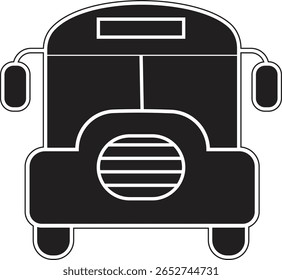 Bus front view icon symbolizing public transport, city travel, or commuter bus service with transparent background