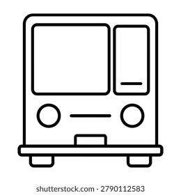 Bus front view line art icon illustration with transport commuter transportation monochrome publictransport