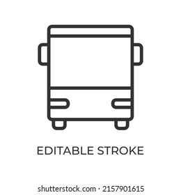 Bus front view line icon. Ground transport. Used for moving around the city, passenger transportation and travel. Isolated vector illustration on a white background. Editable stroke.