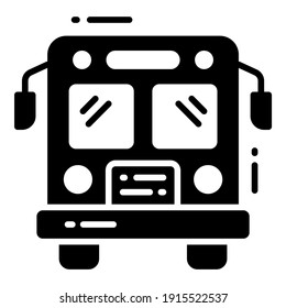 Bus glyph icon, map and location icon.