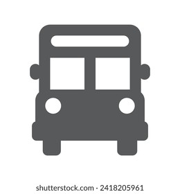 Bus glyph icon, public transport sign vector graphics, symbol pictogram isolated on a white background. Suitable for Web Page, Mobile App, UI, UX and GUI design. eps 10.