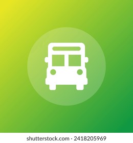 Bus glyph icon, public transport sign vector graphics, symbol pictogram isolated on a white background. Suitable for Web Page, Mobile App, UI, UX and GUI design. eps 10.