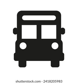 Bus glyph icon, public transport sign vector graphics, symbol pictogram isolated on a white background. Suitable for Web Page, Mobile App, UI, UX and GUI design. eps 10.