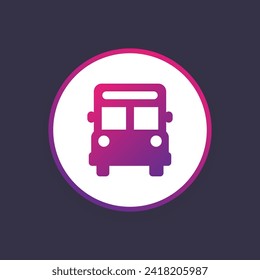 Bus glyph icon, public transport sign vector graphics, symbol pictogram isolated on a white background. Suitable for Web Page, Mobile App, UI, UX and GUI design. eps 10.