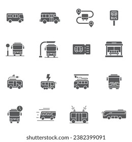 Bus glyph icon set. linear style sign for mobile concept and web design. Bus icon set vector. Symbol, logo illustration. Vector graphics