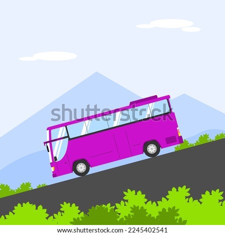 the bus goes down the hill, the road is steep, beware of failed brakes
