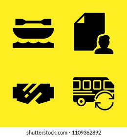 bus, goggles, file and kayak vector icon set. Sample icons set for web and graphic design