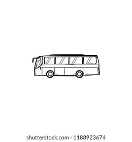 Bus hand drawn outline doodle icon. Public transport and station, bus trip and tourism, city traffic concept. Vector sketch illustration for print, web, mobile and infographics on white background.