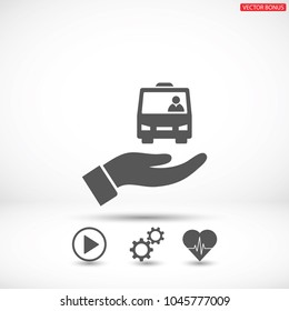 Bus in the hand icon