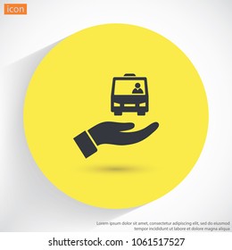 Bus in the hand icon
