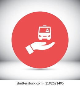 Bus in the hand icon