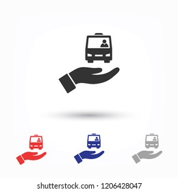 Bus in the hand icon