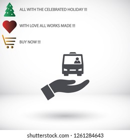 Bus in the hand icon