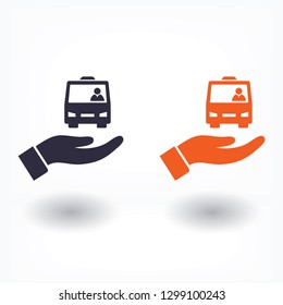 Bus in the hand icon