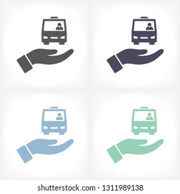 Bus in the hand icon