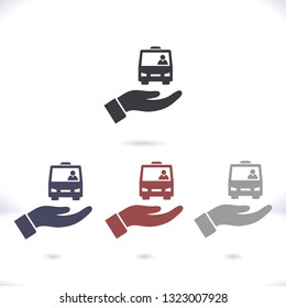 Bus in the hand icon