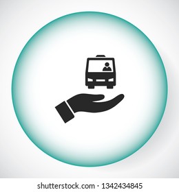 Bus in the hand icon
