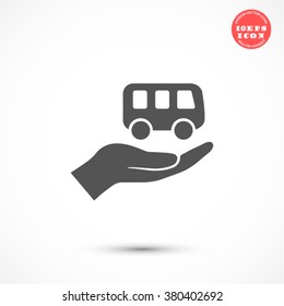 Bus in hand Icon