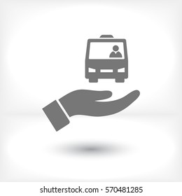 Bus in the hand icon