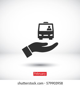 Bus in the hand icon