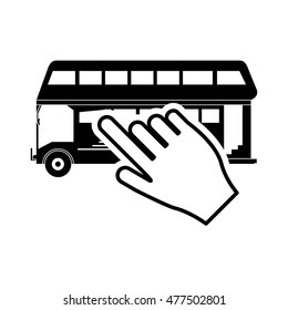 bus and hand pointer icon