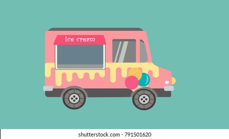 Bus ice cream. Vector