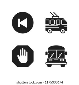 bus icon. 4 bus vector icons set. trolleybus, stop and back icons for web and design about bus theme