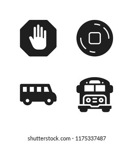 bus icon. 4 bus vector icons set. school bus and stop icons for web and design about bus theme