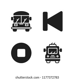 bus icon. 4 bus vector icons set. school bus, stop and back icons for web and design about bus theme