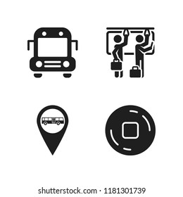 bus icon. 4 bus vector icons set. school bus, stop and public transport icons for web and design about bus theme