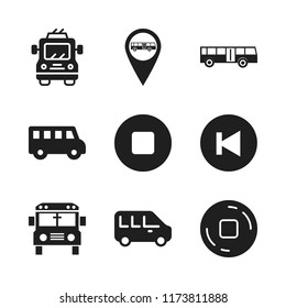 bus icon. 9 bus vector icons set. minibus, trolleybus and stop icons for web and design about bus theme