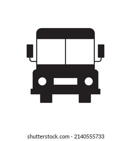 Bus icon in black flat glyph, filled style isolated on white background