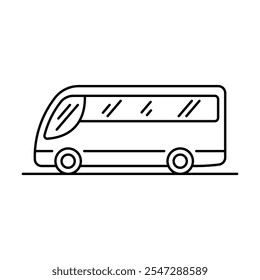 Bus icon. Black outline linear silhouette. Editable strokes. Side view. Vector simple flat graphic illustration. Isolated object on white background. Isolate.