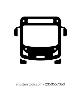 Bus icon. Black silhouette. Front view. Vector simple flat graphic illustration. Isolated object on a white background. Isolate.