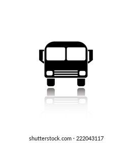 Bus icon - black vector illustration with reflection