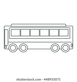 Bus icon in black and white colors, transport service theme design, vector illustration icon.