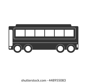 Bus icon in black and white colors, transport service theme design vector illustration icon.