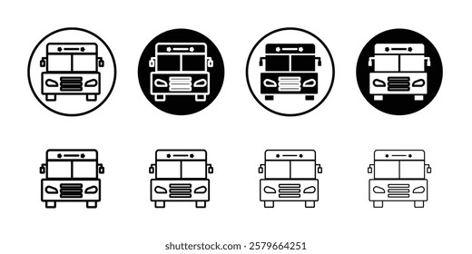Bus icon black and white vector sign